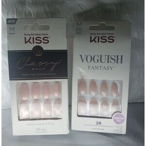 NEW IN BOX #2-Kiss Nails Press Glue Manicure
1-pink shimmer
1-beige gloss